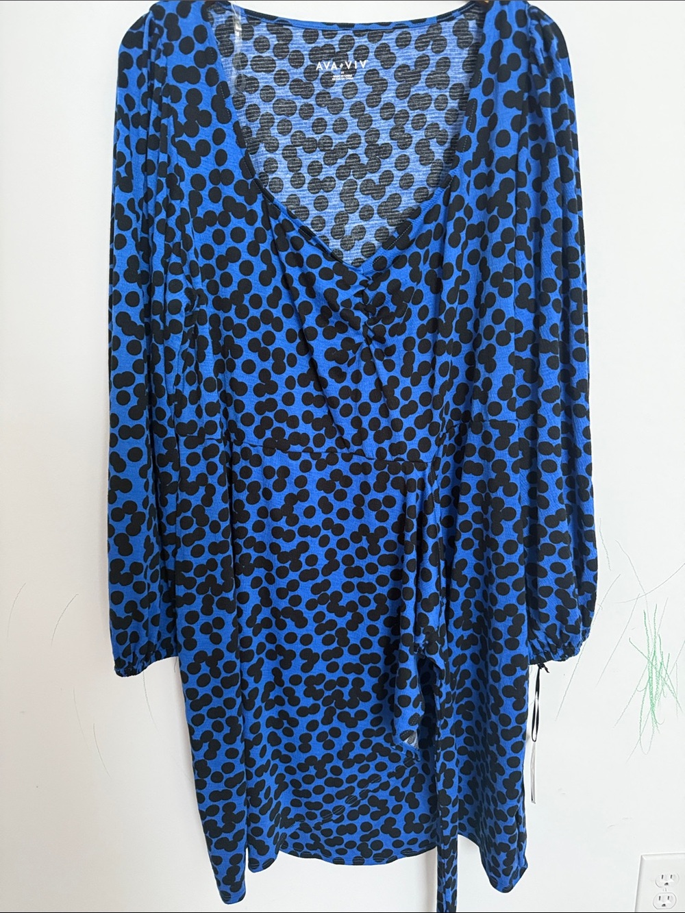 Ava & Viv Blue and Black Polka Dot Skirt